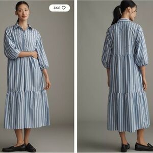 NWT Anthropologie The Bettina Embellished Tiered Shirt Dress by Maeve